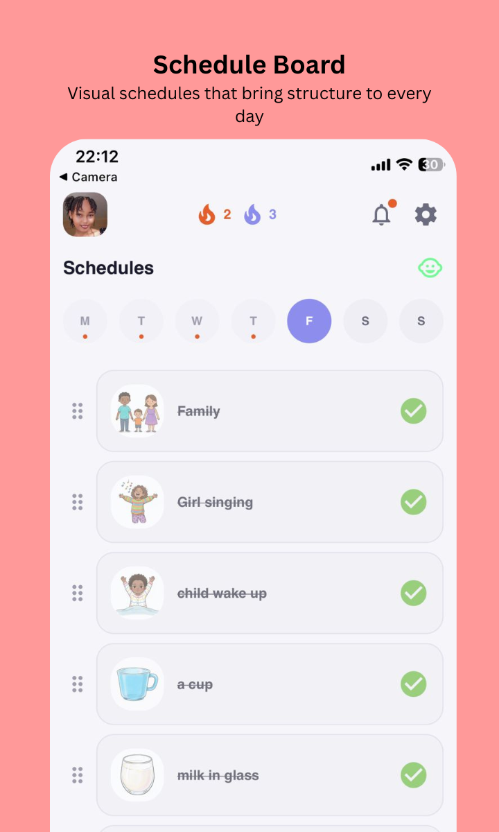 BubbleTalk visual schedule